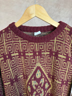 Vintage geometric pattern knitted jumper (L).