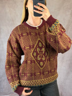 Vintage geometric pattern knitted jumper (L).