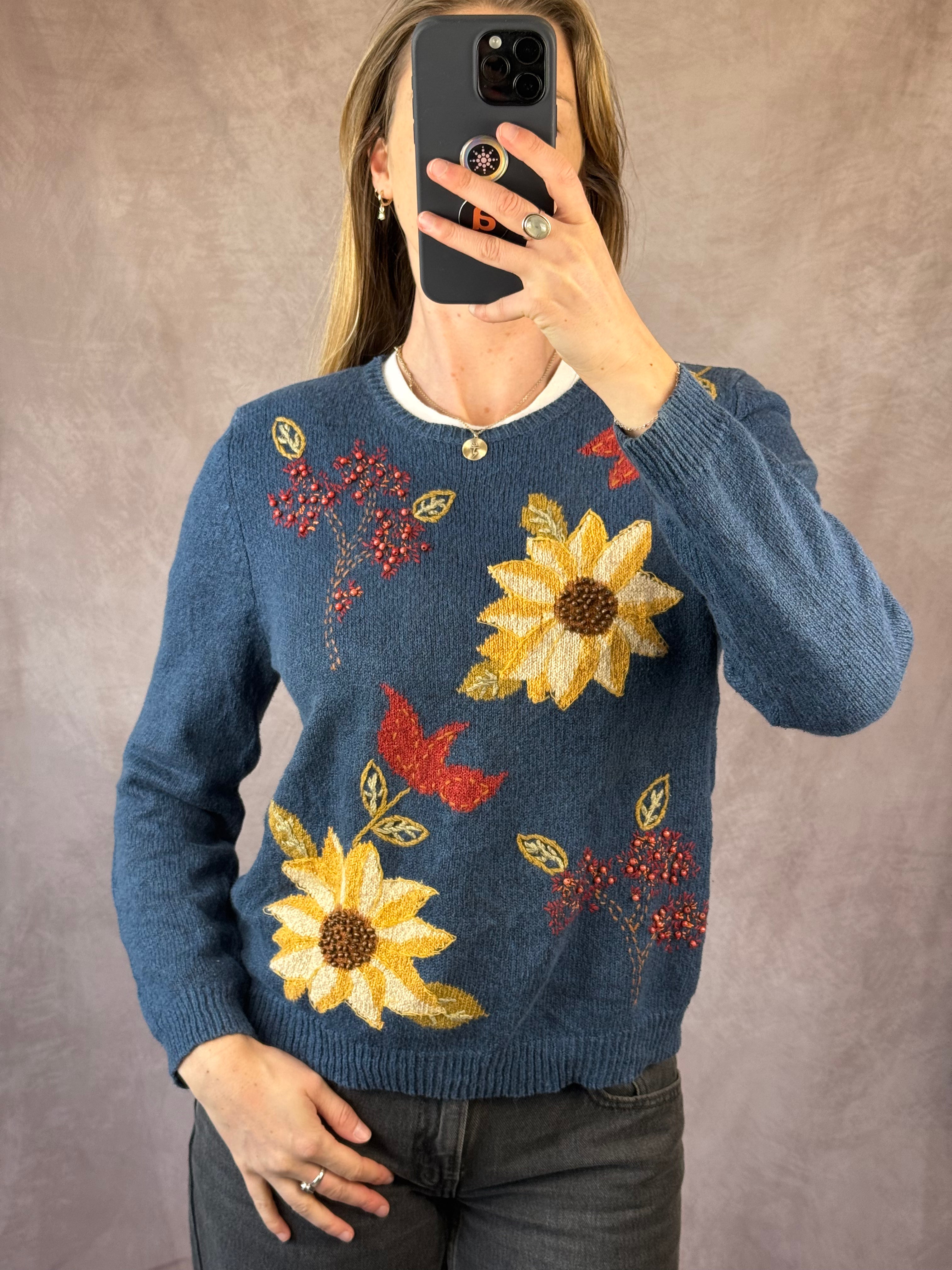 Vintage cottagecore french knitted jumper (M)