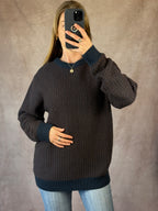 Vintage navy blue knitted jumper (XXL)
