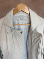 Vintage Y2K white racer leather jacket (L)