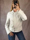 Vintage Y2K white racer leather jacket (L)
