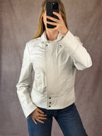 Vintage Y2K white racer leather jacket (L)