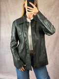 Vintage olive green Y2K leather jacket (L)