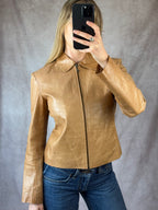 Vintage Y2K light tan leather jacket (S)