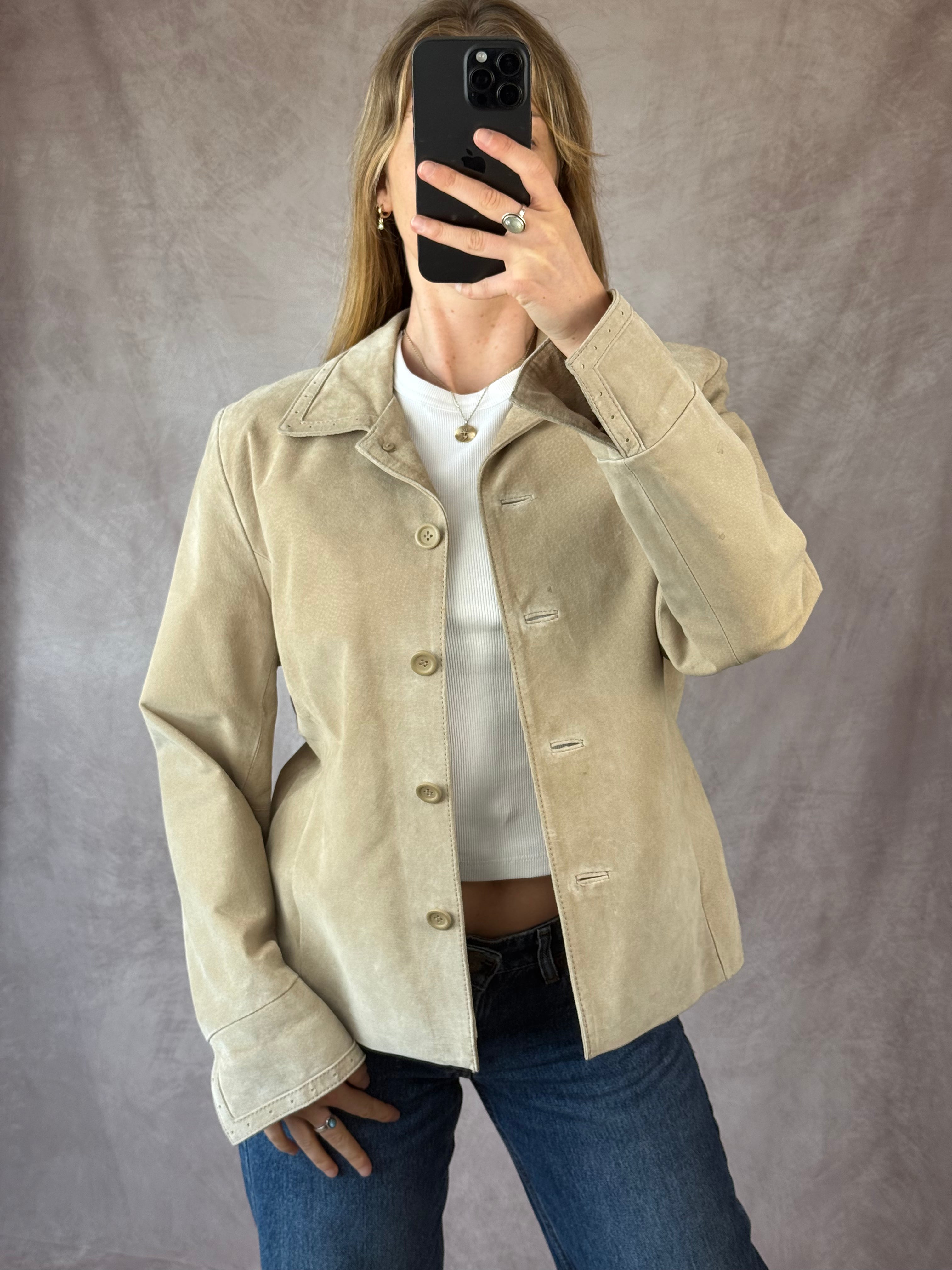 Vintage cream suede Y2K jacket (XL)