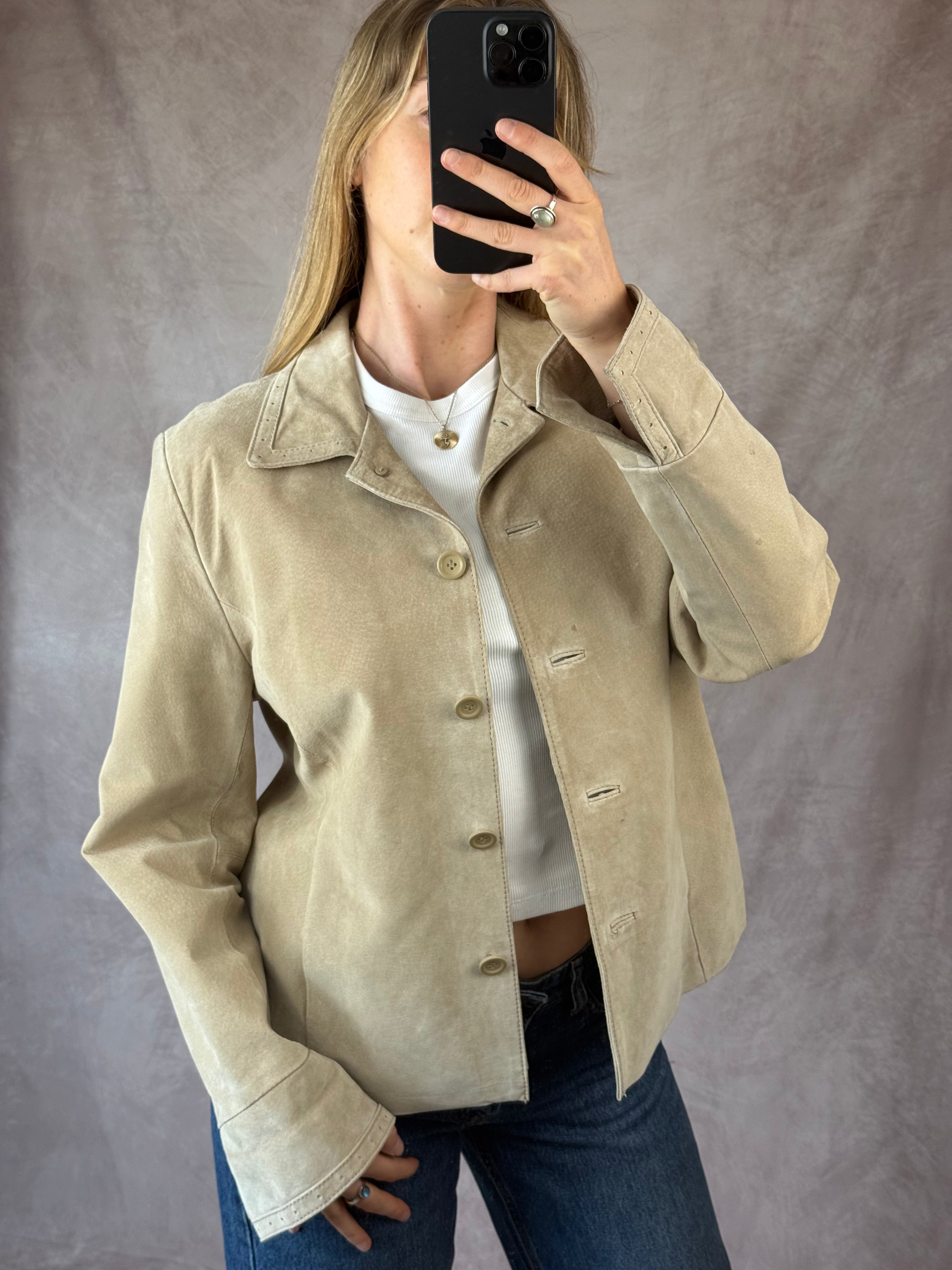 Vintage cream suede Y2K jacket (XL)