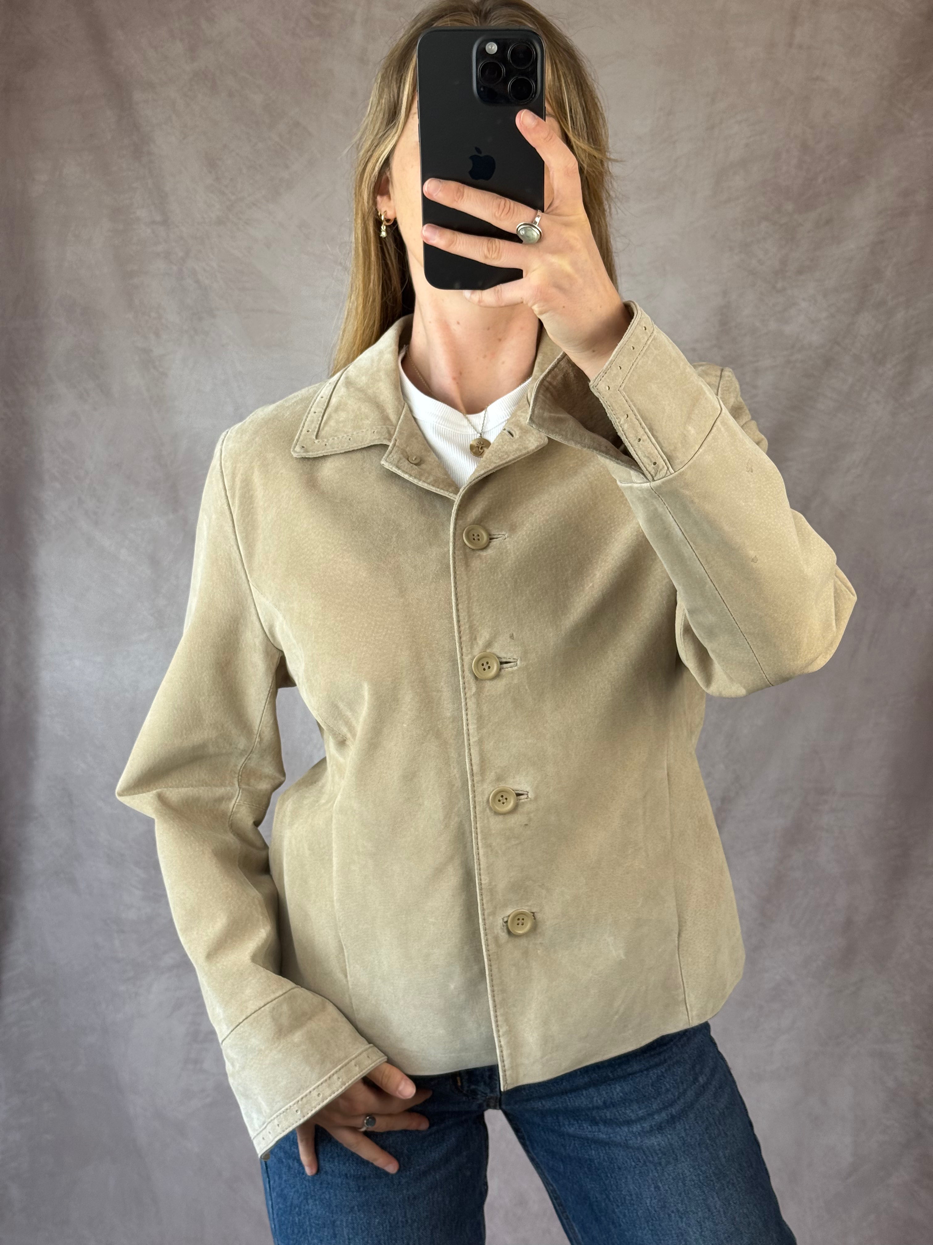 Vintage cream suede Y2K jacket (XL)