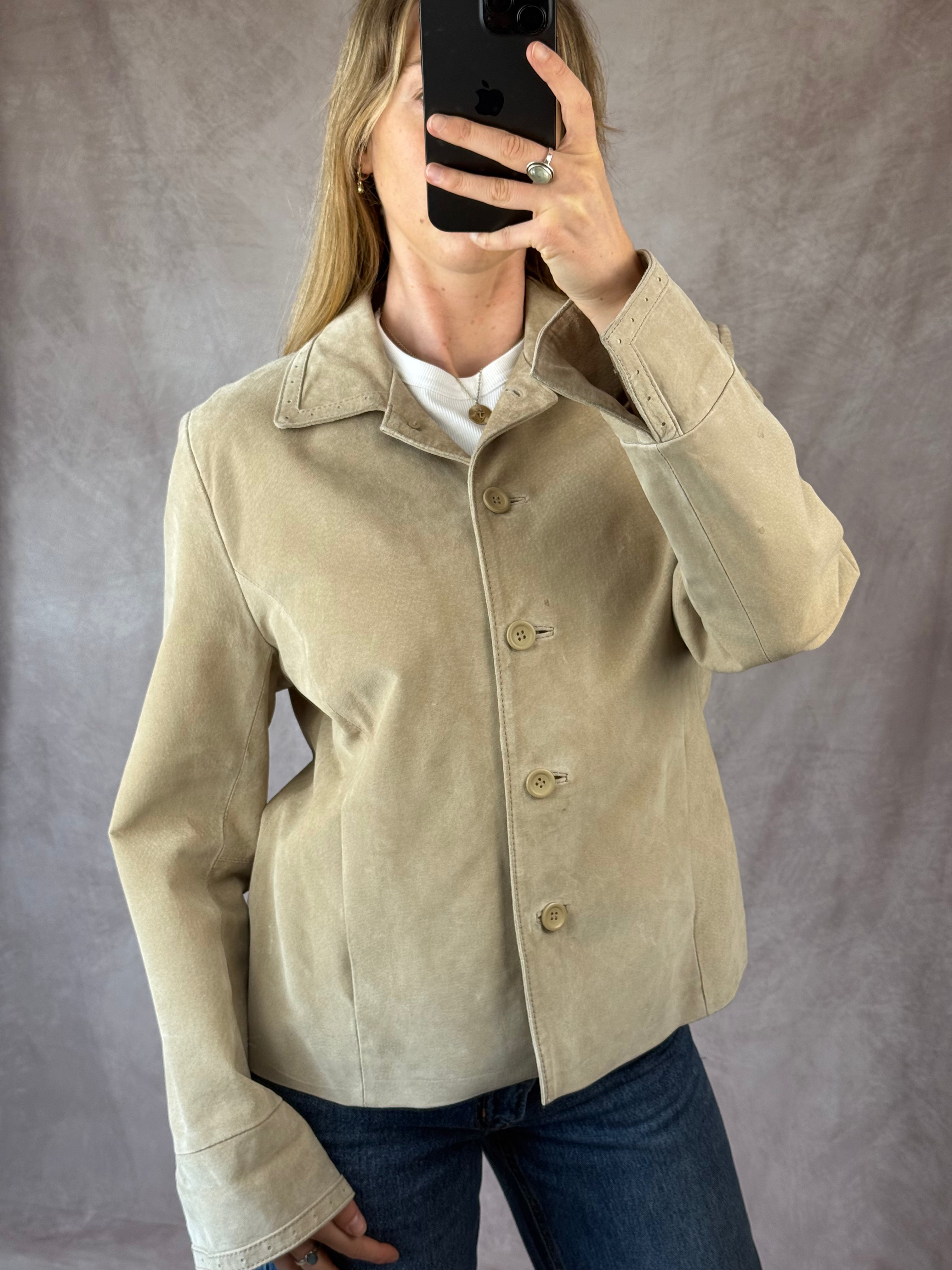 Vintage cream suede Y2K jacket (XL)
