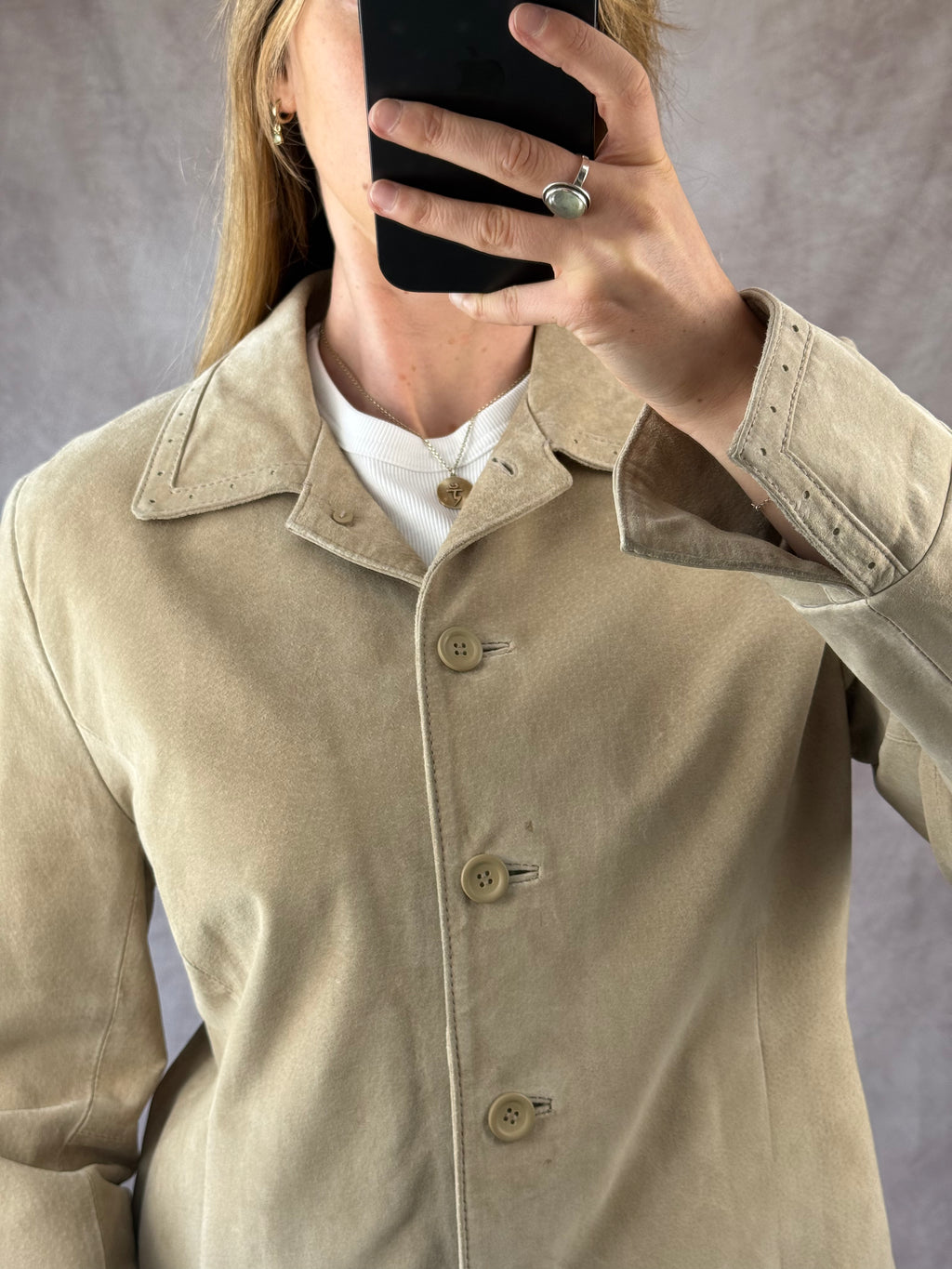 Vintage cream suede Y2K jacket (XL)