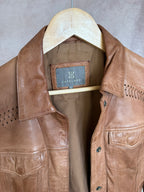 Brown western Y2K leather jacket (S)