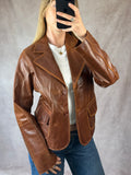 Vintage Y2K light brown leather jacket (L)