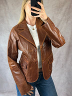 Vintage Y2K light brown leather jacket (L)