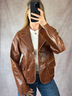 Vintage Y2K light brown leather jacket (L)
