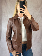 Y2K brown genuine leather jacket (12)