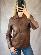 Y2K brown genuine leather jacket (12)