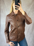 Y2K brown genuine leather jacket (12)