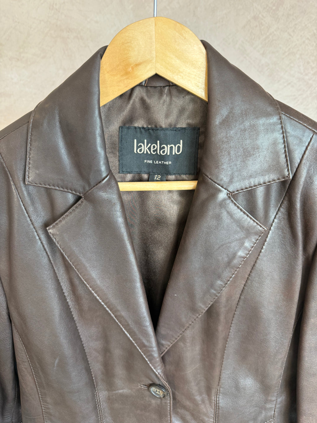 Y2K brown genuine leather jacket (L)
