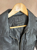 Vintage black Y2K racer leather jacket (M)
