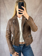 Vintage Y2K brown racer jacket (M)