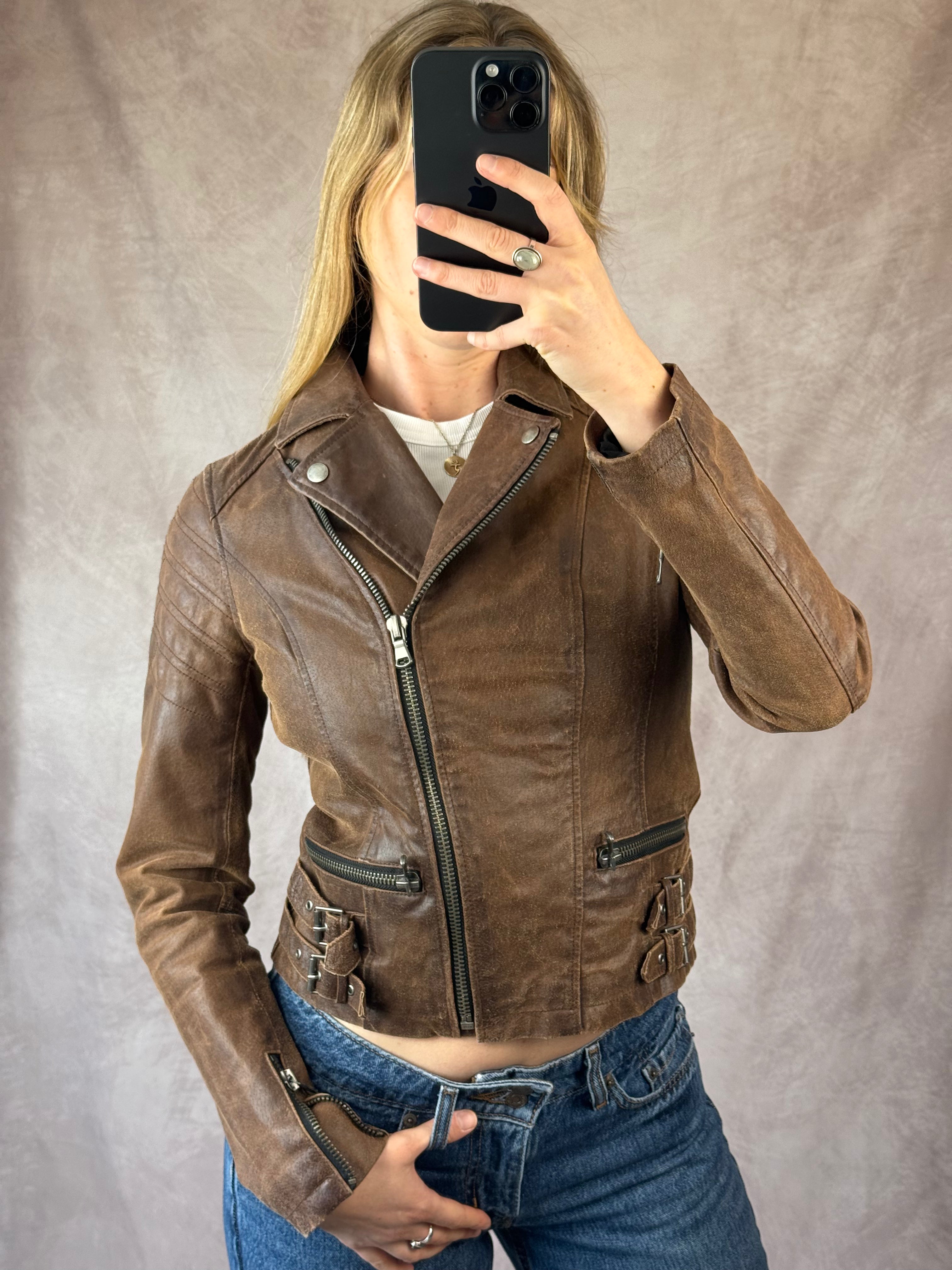 Vintage Y2K brown racer jacket (M)