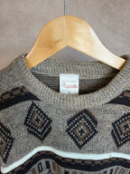 Vintage grunge geometric knitted jumper (L)