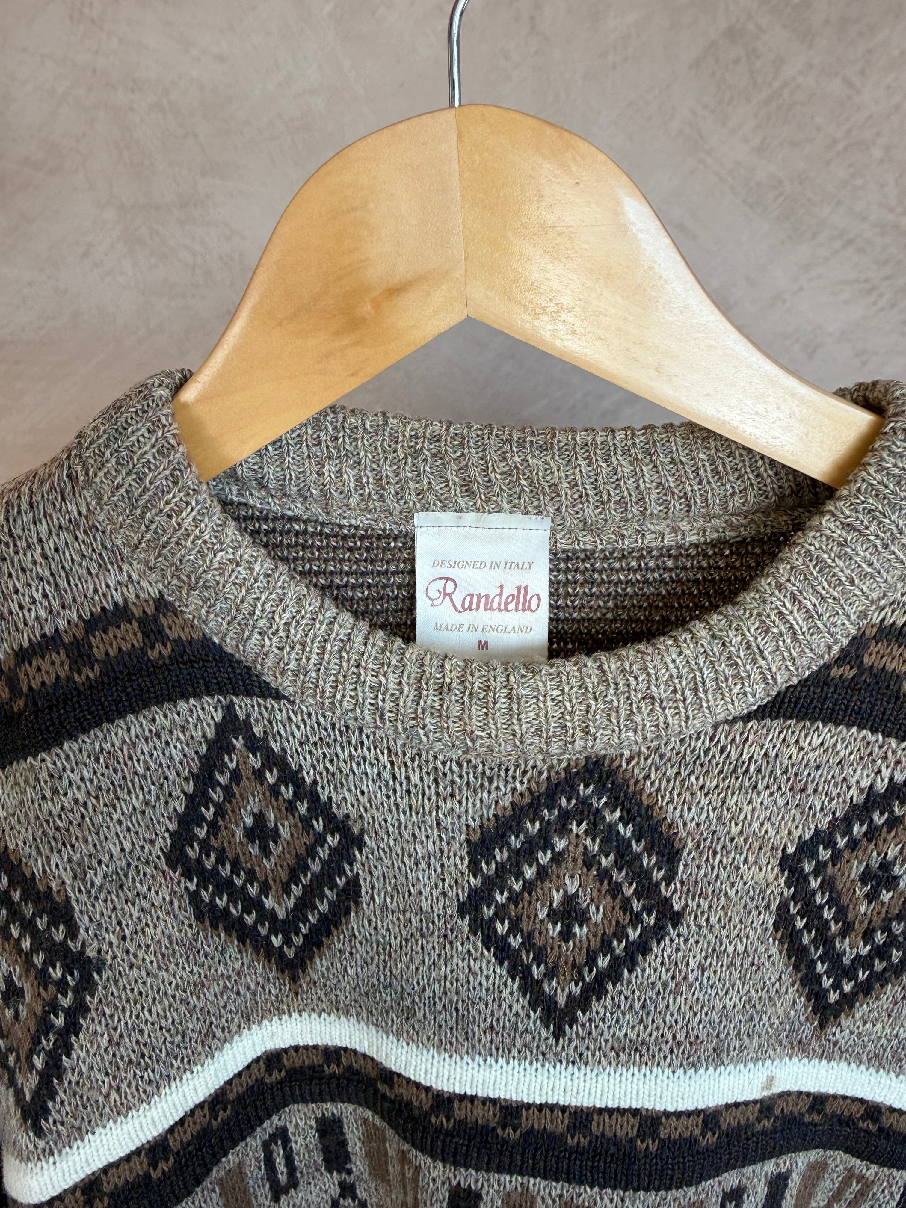 Vintage grunge geometric knitted jumper (L)