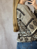 Vintage grunge geometric knitted jumper (L)