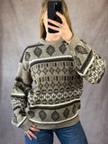 Vintage grunge geometric knitted jumper (L)