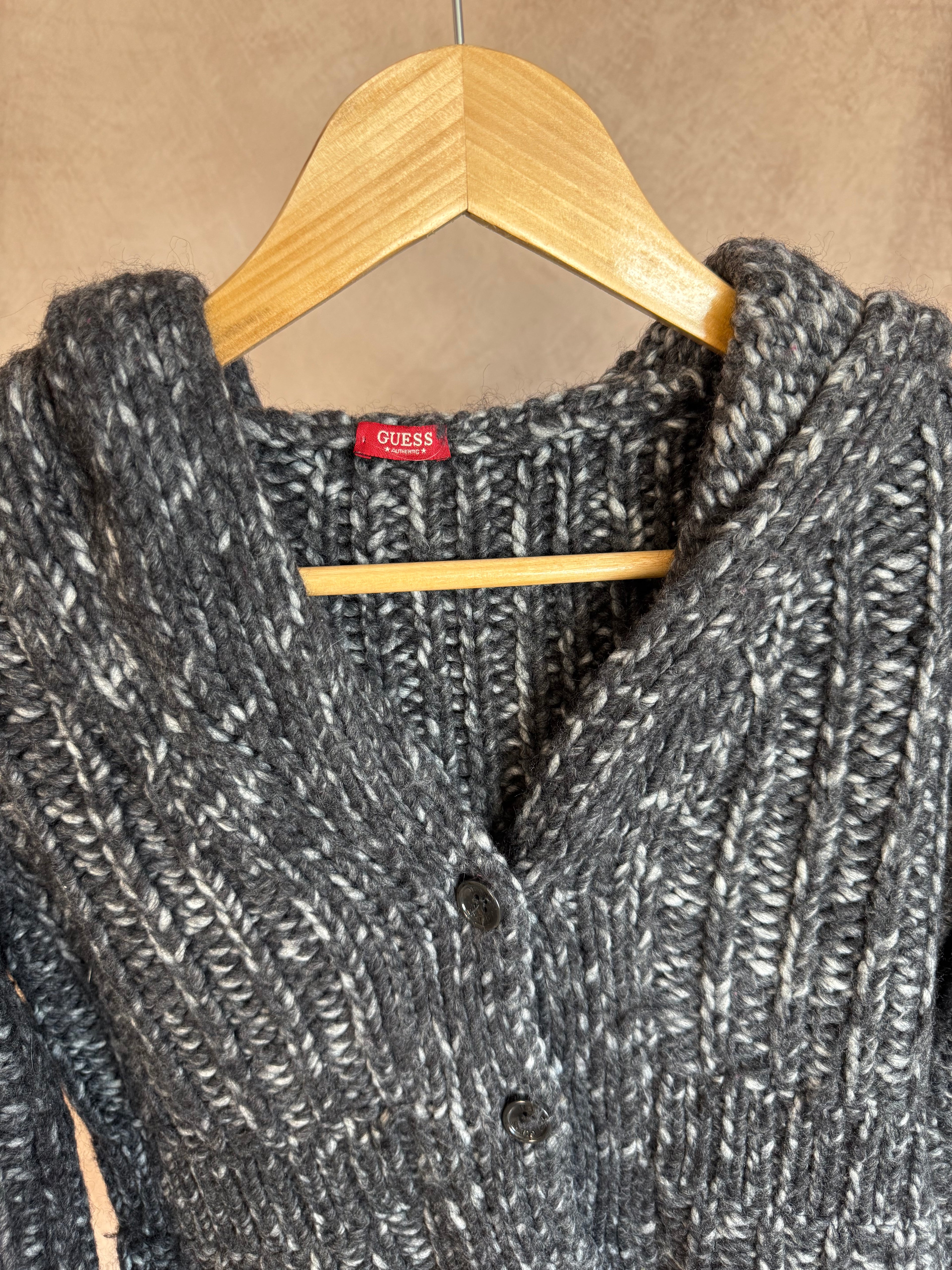 Vintage Y2K grunge charcoal knitted jumper (M)