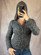 Vintage Y2K grunge charcoal knitted jumper (M)