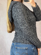 Vintage Y2K grunge charcoal knitted jumper (M)