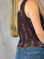 After Shock Y2K burgundy sequinned top (L)