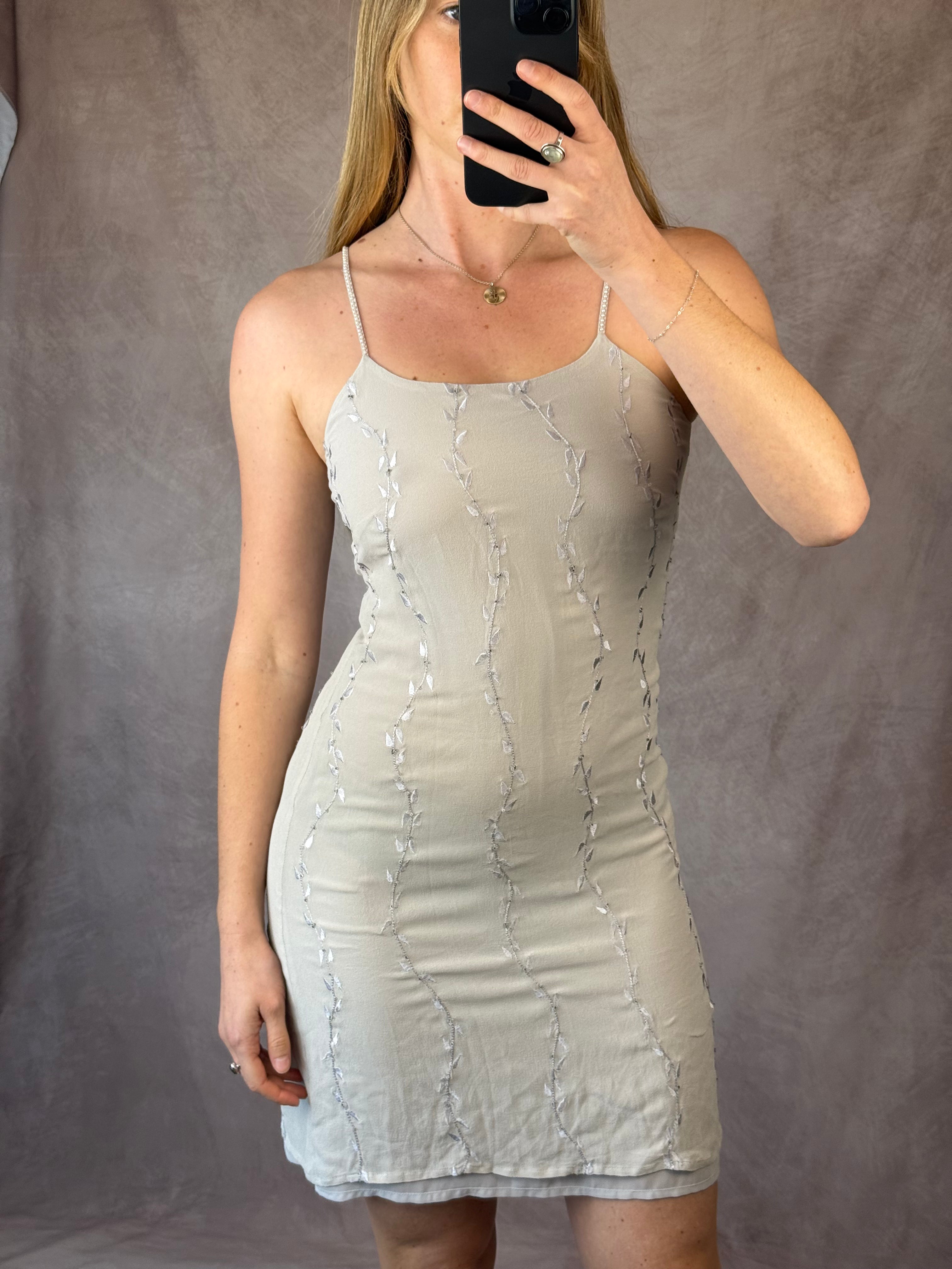 VIntage Y2K whimsical silver evening dress (S)