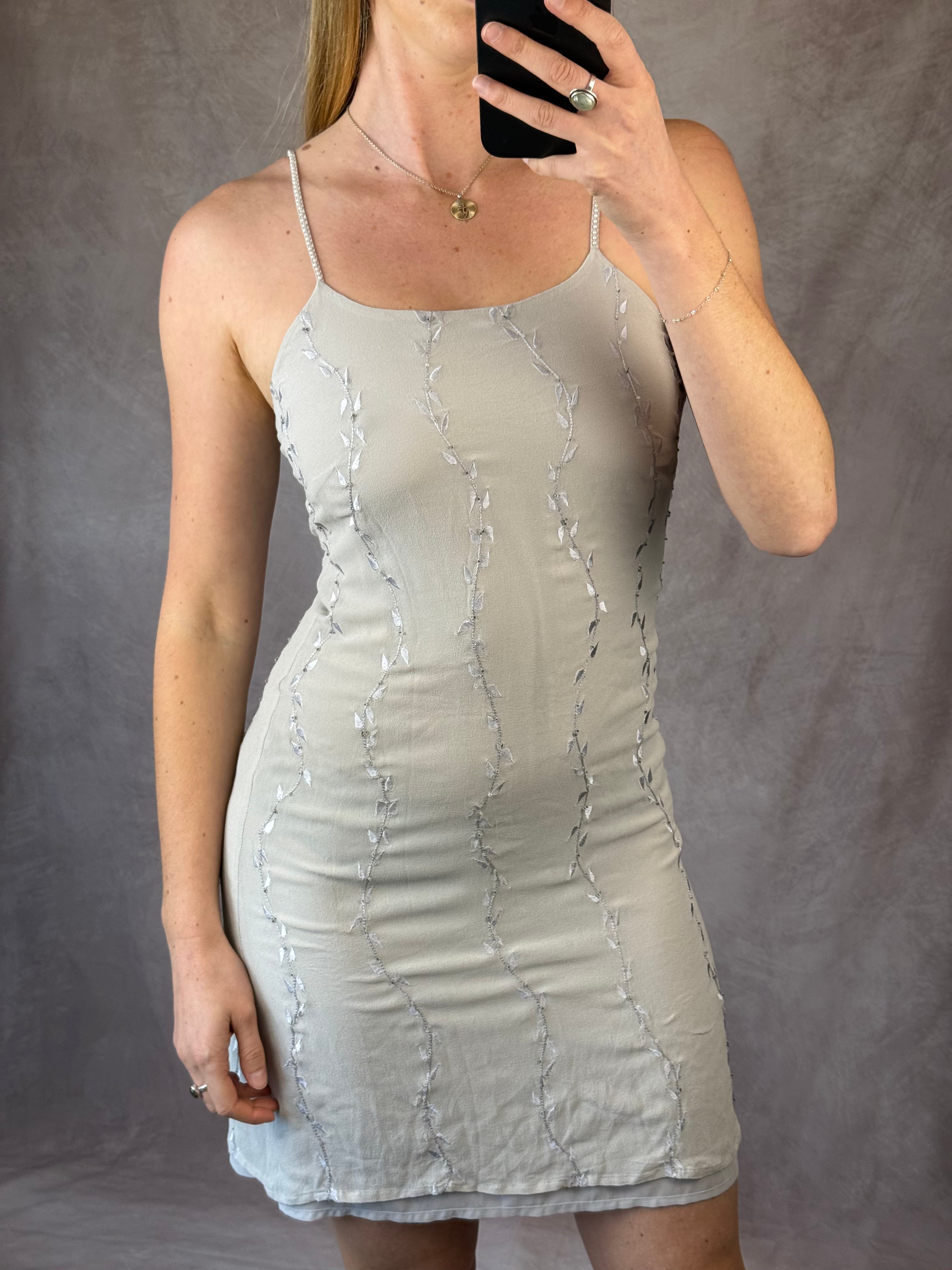 VIntage Y2K whimsical silver evening dress (S)