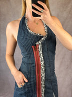 Y2K 90's denim halter neck dress (S)
