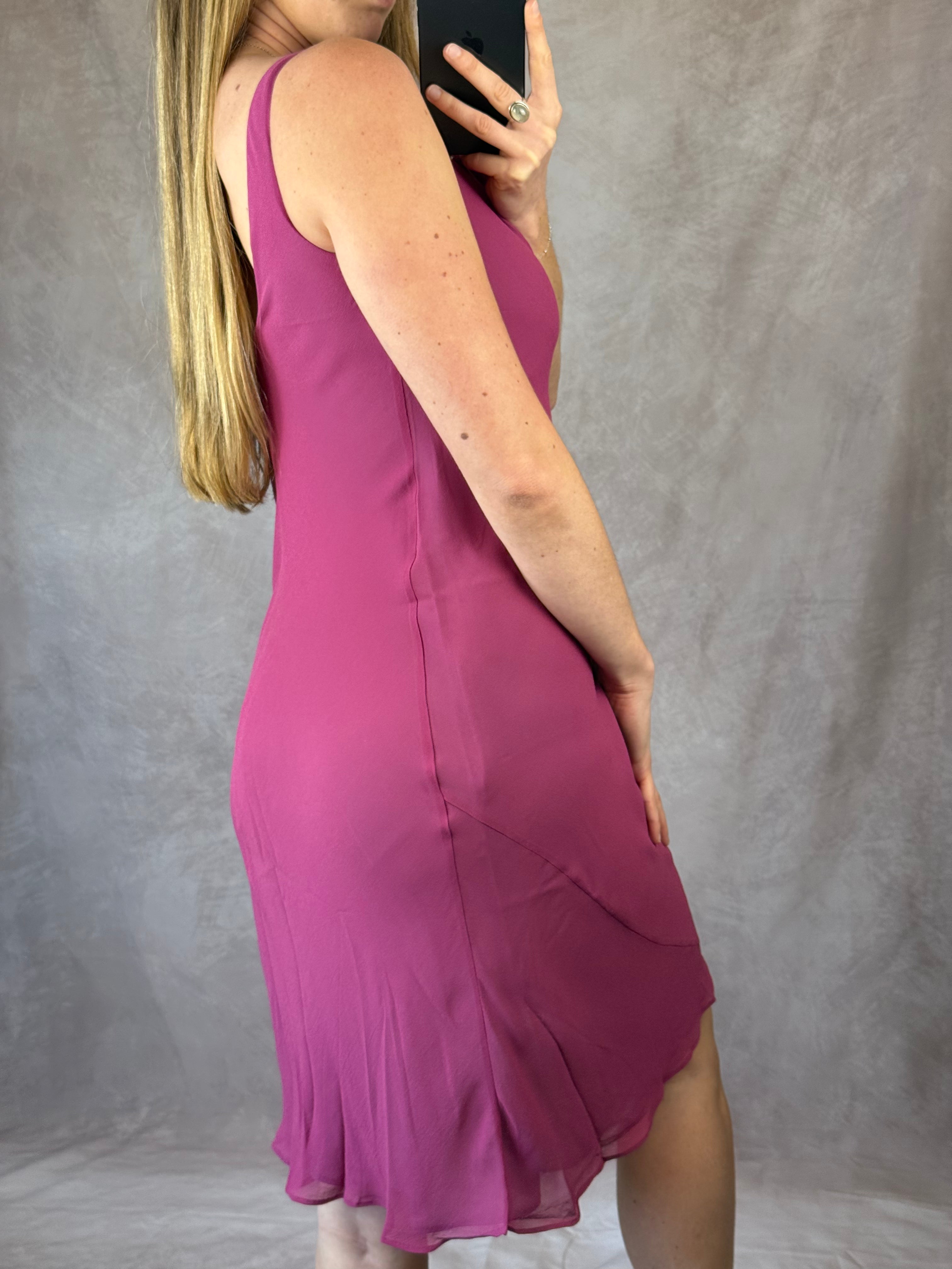 Vintage Y2K cowl neck pink dress (S)