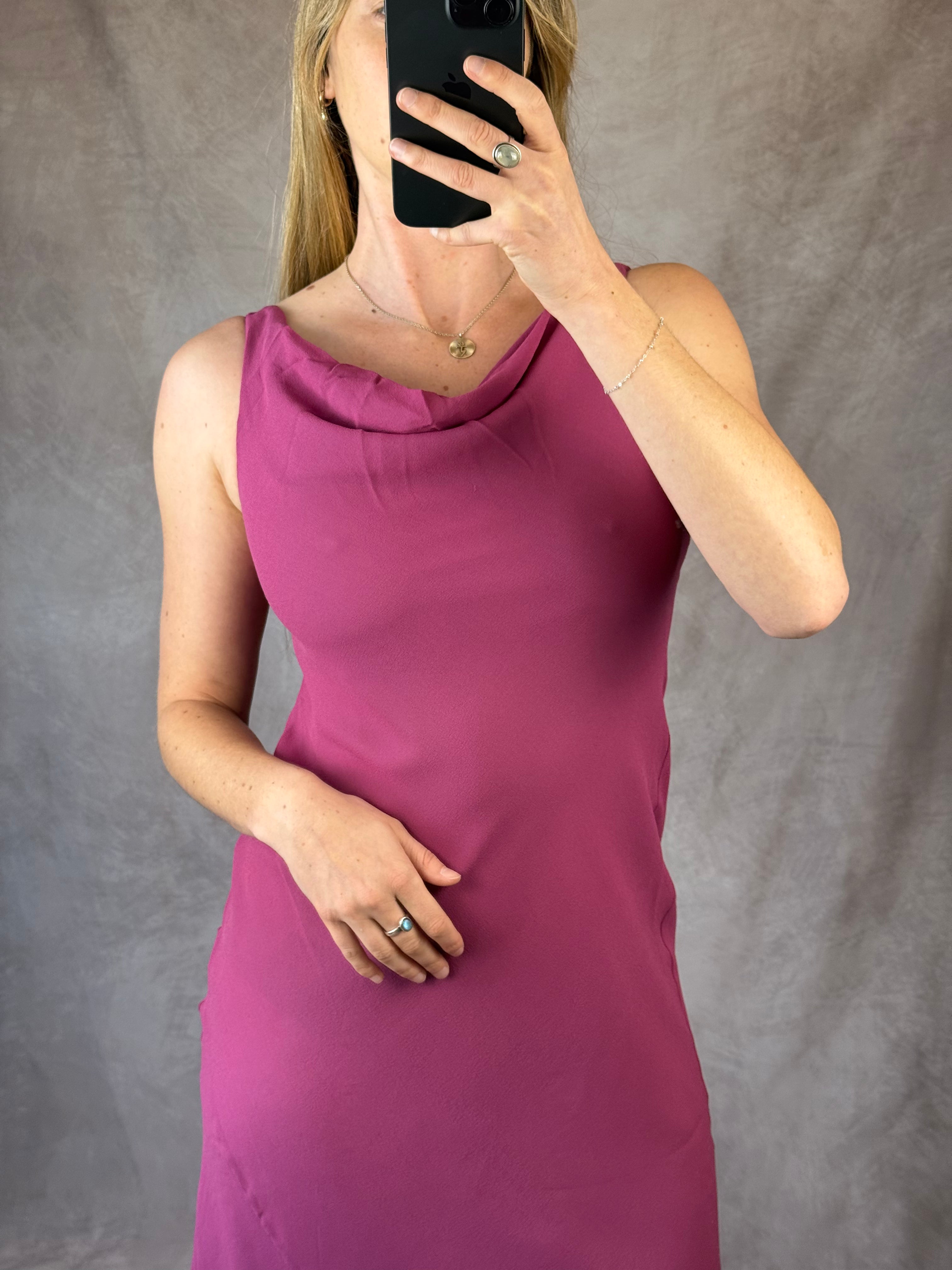 Vintage Y2K cowl neck pink dress (S)