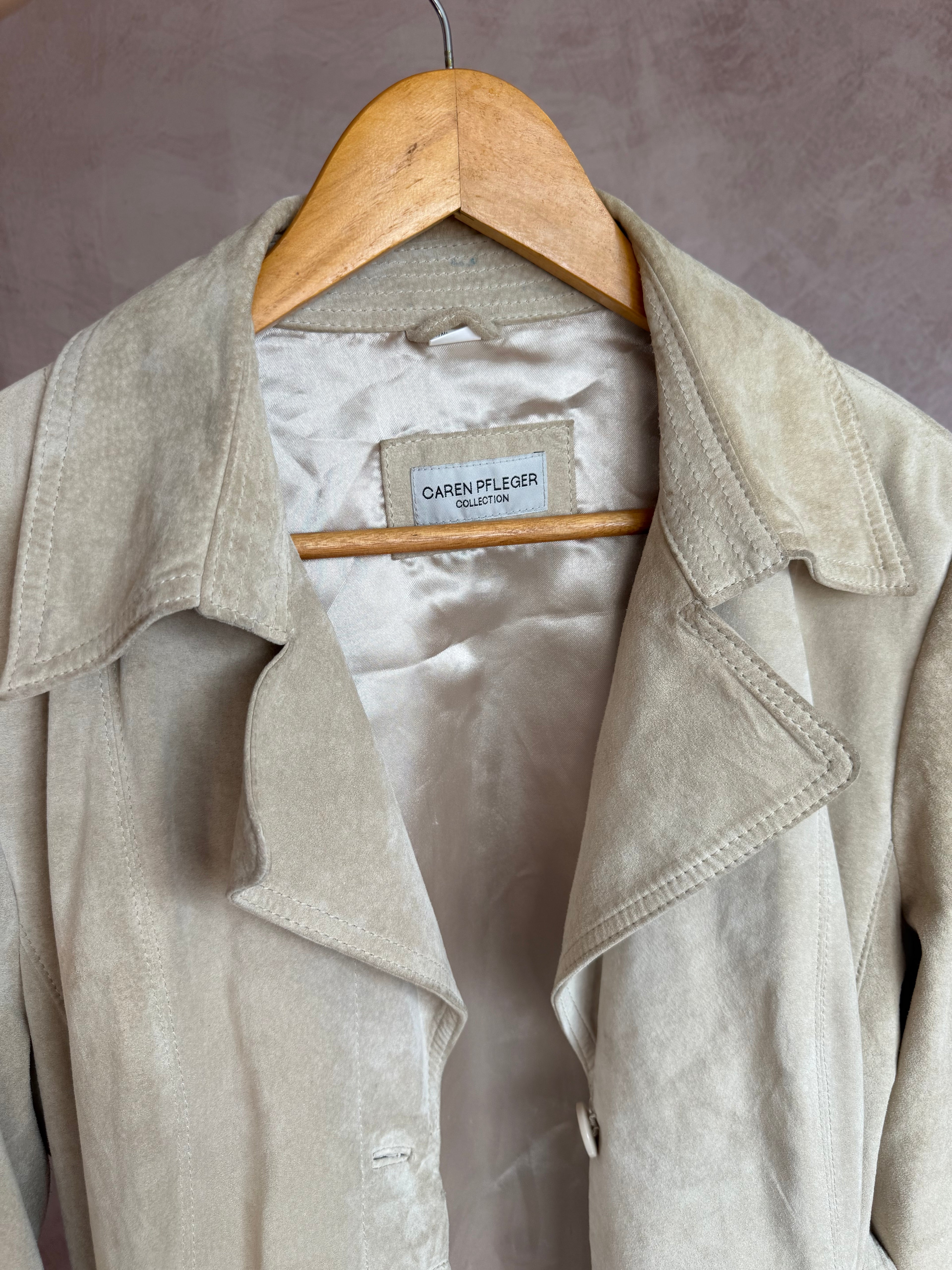 Vintage Y2K cream suede trench coat (L)