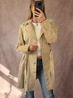 Vintage Y2K cream suede trench coat (L)