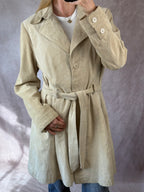 Vintage Y2K cream suede trench coat (L)