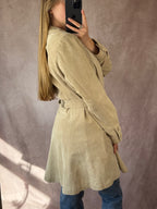 Vintage Y2K cream suede trench coat (L)