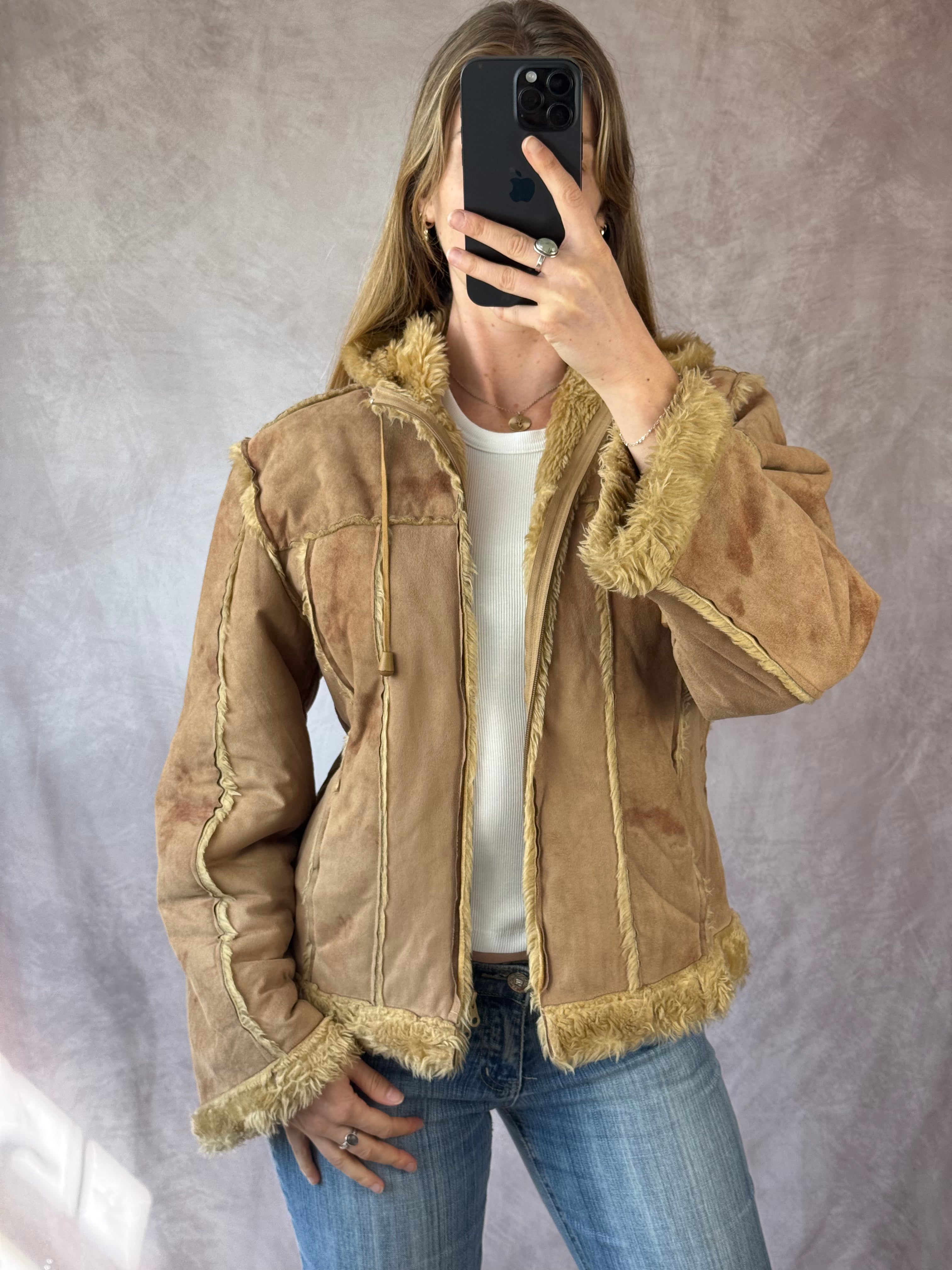 Vintage Y2K faux fur jacket (M)