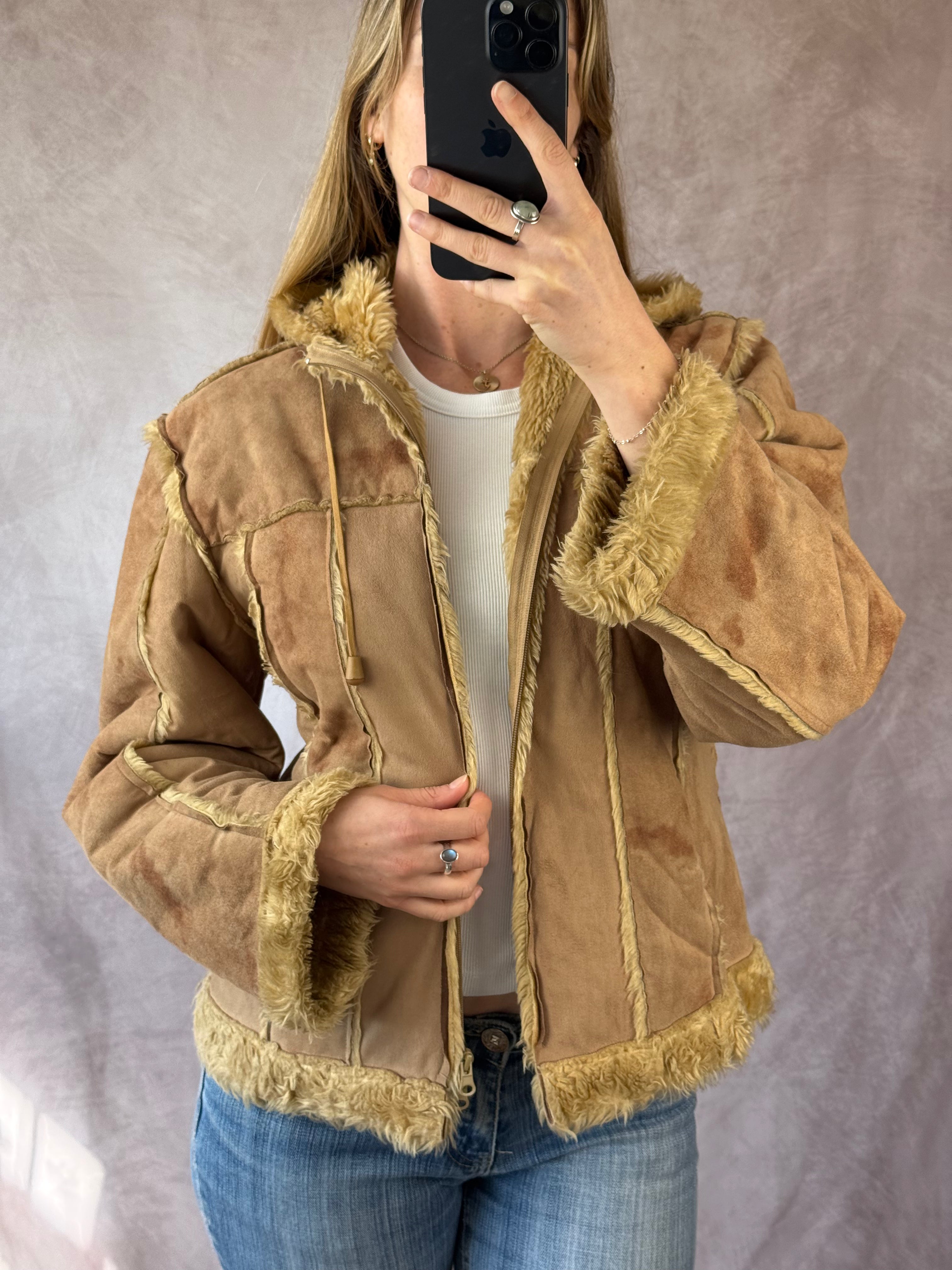 Vintage Y2K faux fur jacket (M)
