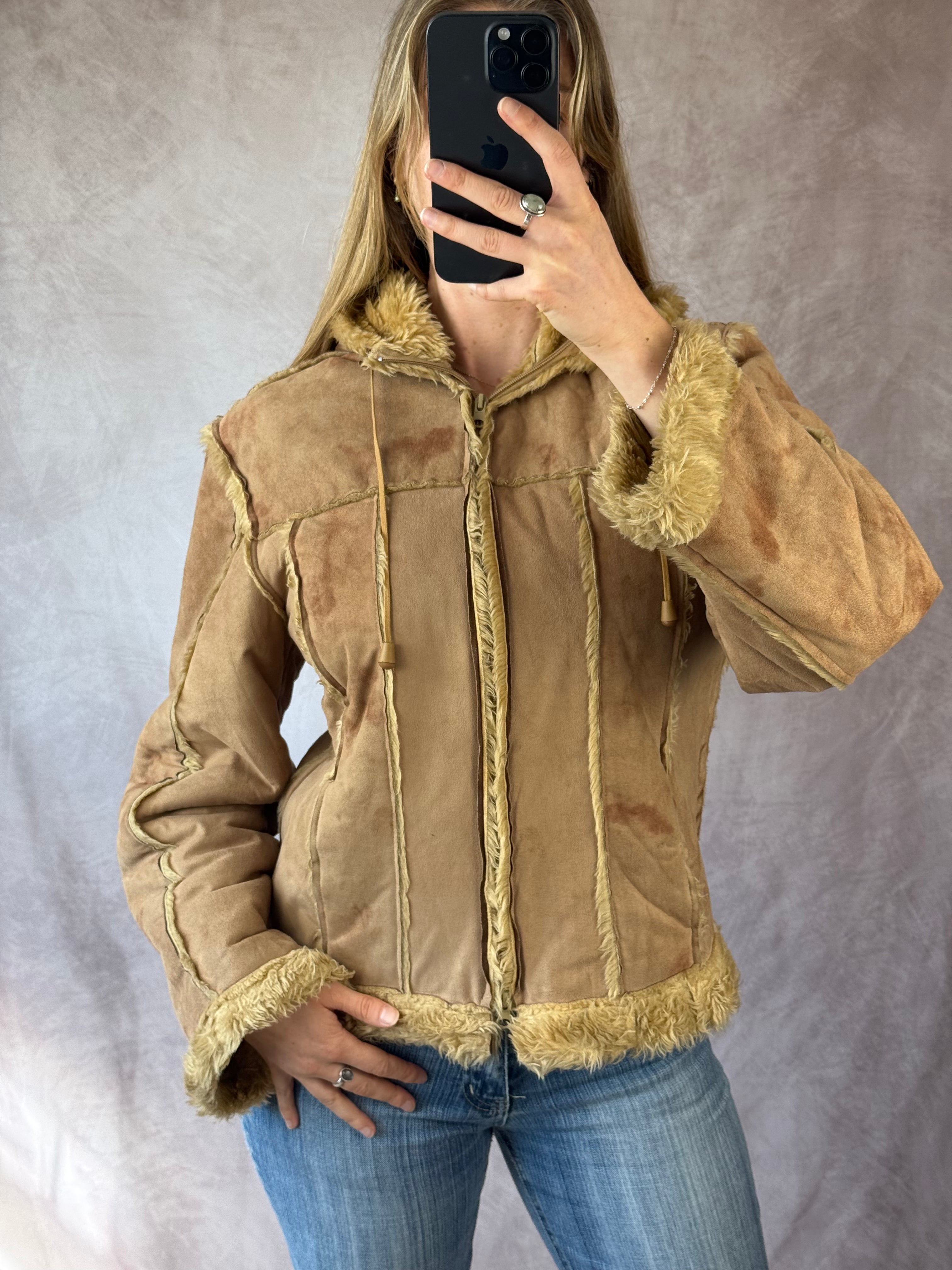Vintage Y2K faux fur jacket (M)