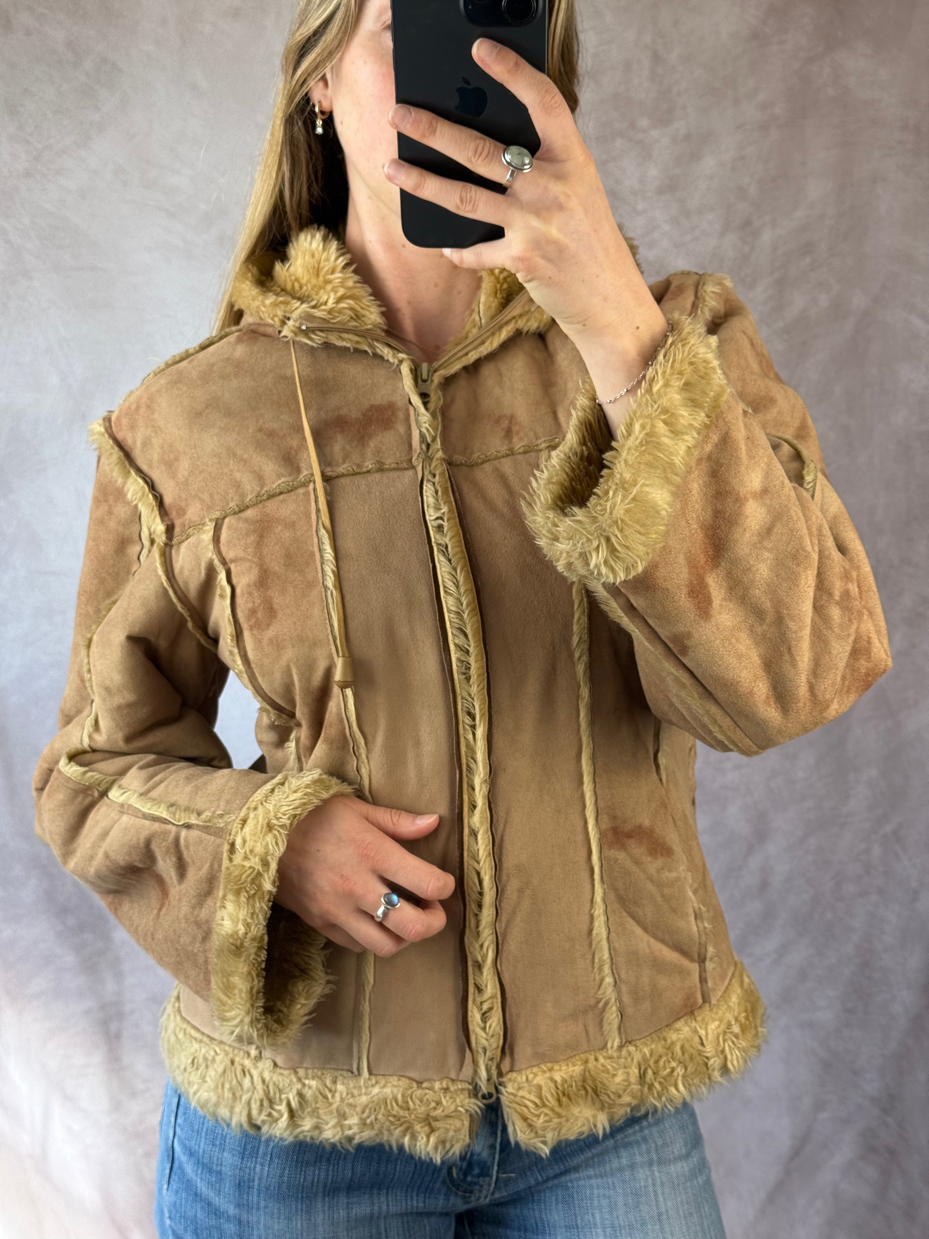 Vintage Y2K faux fur jacket (M)