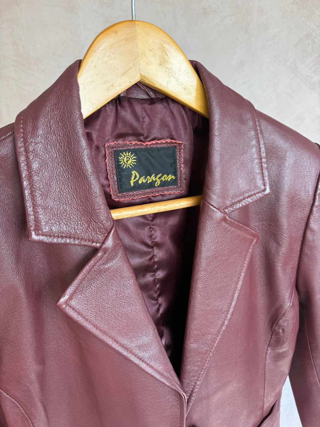 Y2K burgundy leather racer jacket (M)