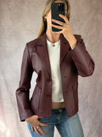 Y2K burgundy leather racer jacket (M)