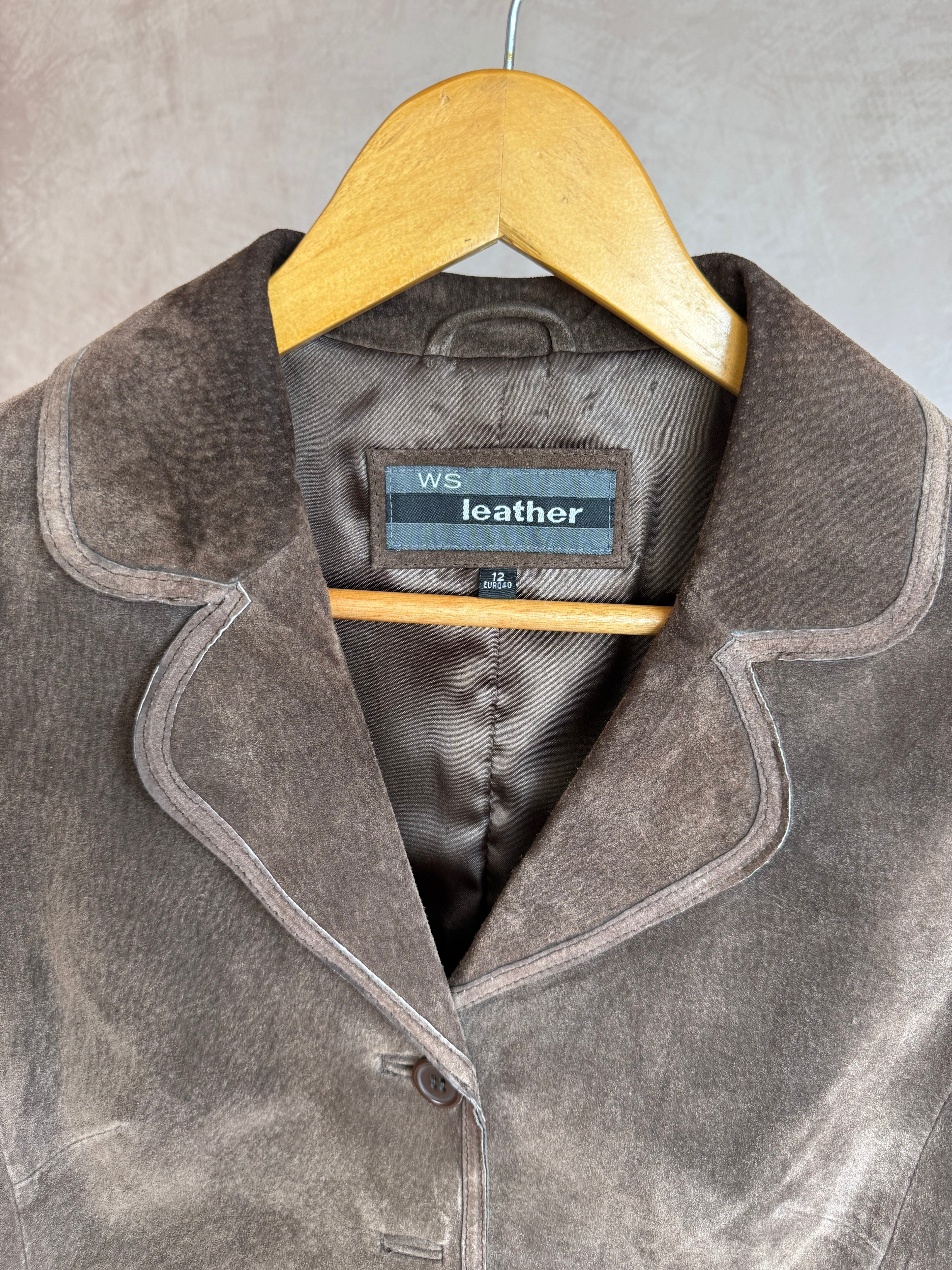 Vintage Y2K brown suede biker jacket (M)