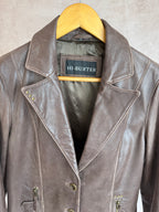 Vintage y2k 00s brown leather biker jacket (M)